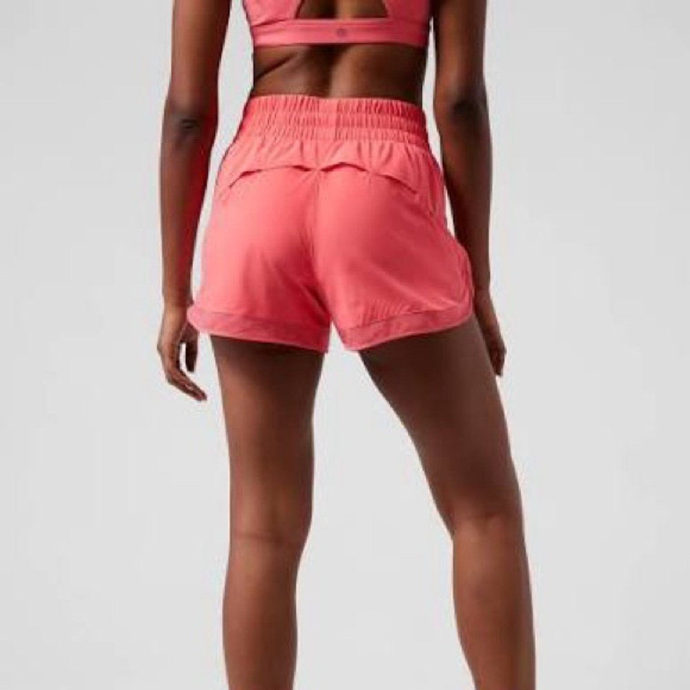 Athleta High Rise Mesh Racer Shorts